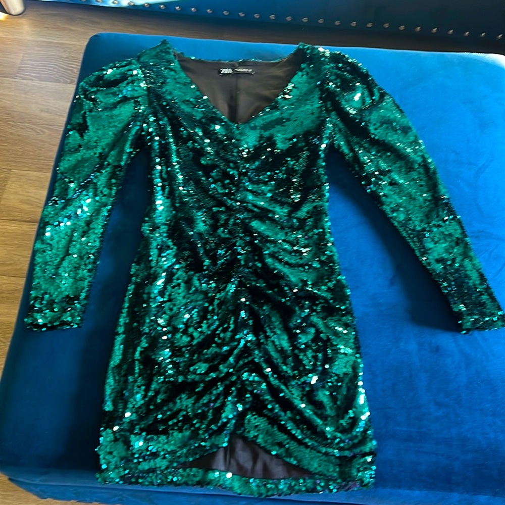 Zara Green Sequins Dress